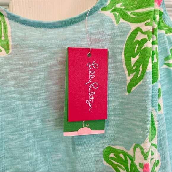 Lilly Pulitzer Pool Blue Pink Lemonade Carmel Floral Printed Cotton Tank Dress - Picture 9 of 12